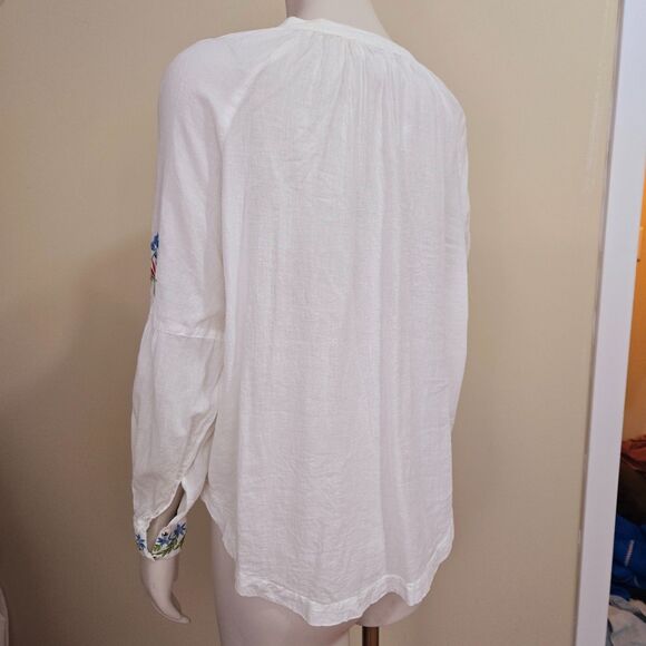 The Great Embroidered Peasant Blouse Size 1/S Long Sleeve Floral Boho Gauzy - Picture 7 of 11